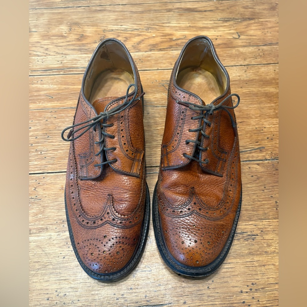 Vintage Mahogany Brown Leather Oxford Long Wing Brogues size 11
